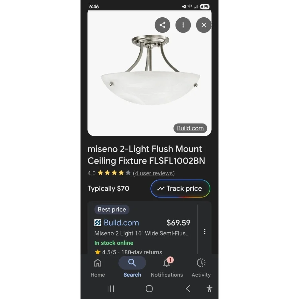 Miseno 9205177 FLSFL1002BN 2-Light Semi Flush Mount Ceiling Fixture Brush Nickel